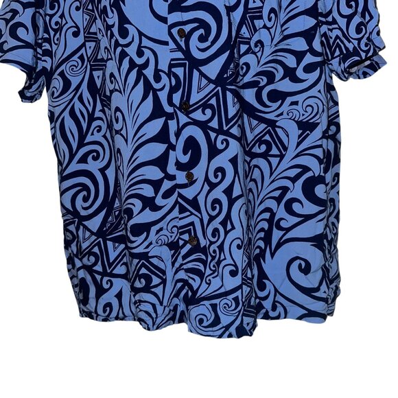 Kalaheo RJC Blue Hawaiian Shirt Mens L Abstract Button Front Beach Vacation - Picture 5 of 10